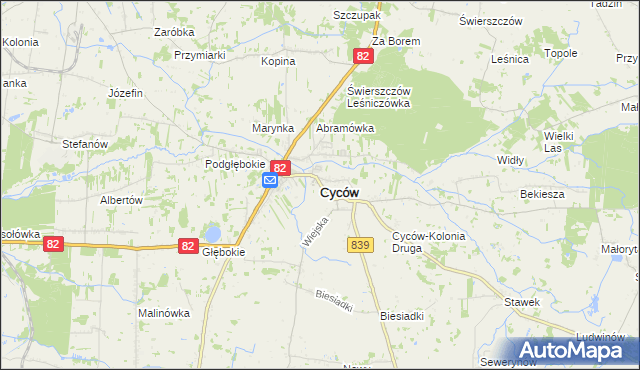 mapa Cyców, Cyców na mapie Targeo