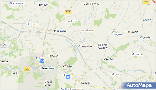 mapa Czesławice gmina Nałęczów, Czesławice gmina Nałęczów na mapie Targeo