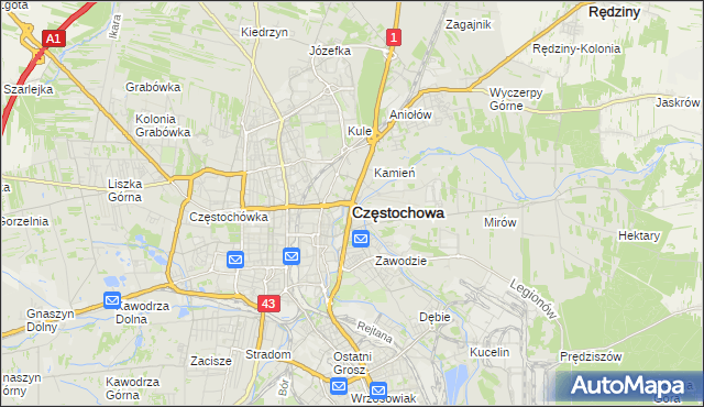 mapa Częstochowy, Częstochowa na mapie Targeo