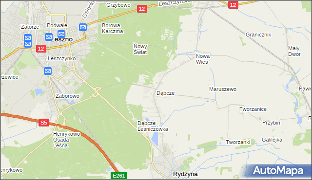 mapa Dąbcze, Dąbcze na mapie Targeo