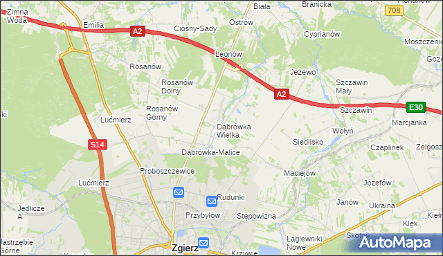 mapa Dąbrówka-Strumiany, Dąbrówka-Strumiany na mapie Targeo