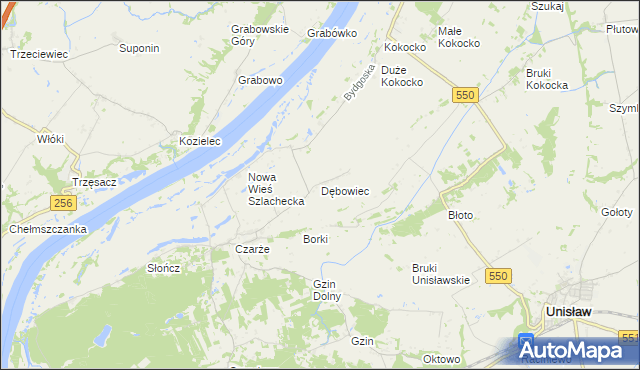 mapa Dębowiec gmina Dąbrowa Chełmińska, Dębowiec gmina Dąbrowa Chełmińska na mapie Targeo