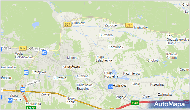 mapa Długa Szlachecka, Długa Szlachecka na mapie Targeo