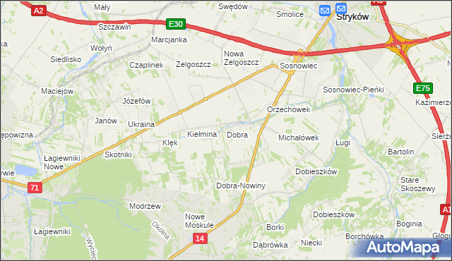 mapa Dobra gmina Stryków, Dobra gmina Stryków na mapie Targeo