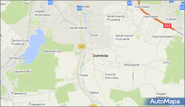 mapa Dominów gmina Głusk, Dominów gmina Głusk na mapie Targeo