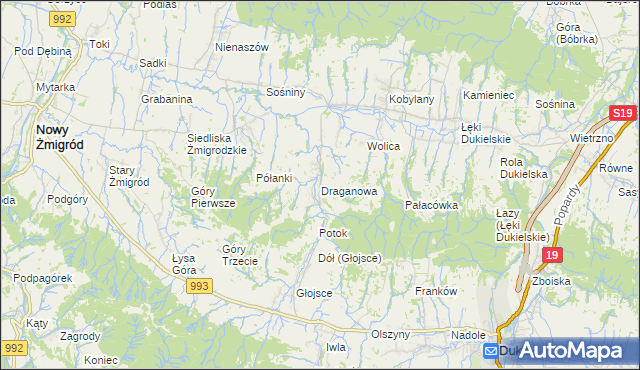 mapa Draganowa, Draganowa na mapie Targeo