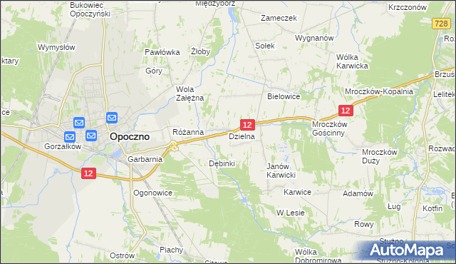 mapa Dzielna gmina Opoczno, Dzielna gmina Opoczno na mapie Targeo