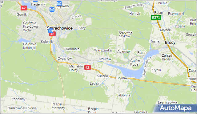 mapa Dziurów gmina Brody, Dziurów gmina Brody na mapie Targeo