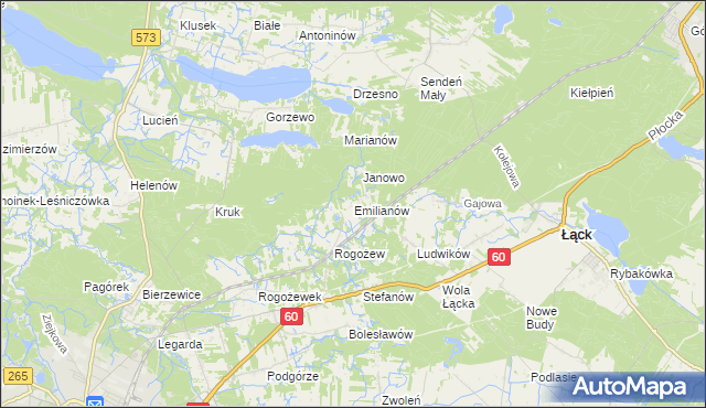 mapa Emilianów gmina Gostynin, Emilianów gmina Gostynin na mapie Targeo