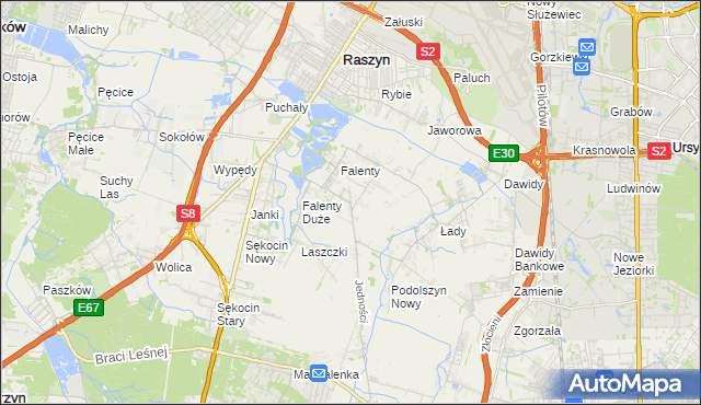 mapa Falenty Nowe, Falenty Nowe na mapie Targeo