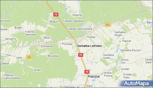 mapa Garbatka-Letnisko, Garbatka-Letnisko na mapie Targeo