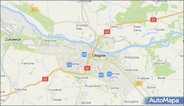 mapa Głogów, Głogów na mapie Targeo