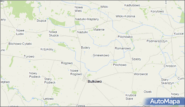 mapa Gniewkowo gmina Bulkowo, Gniewkowo gmina Bulkowo na mapie Targeo