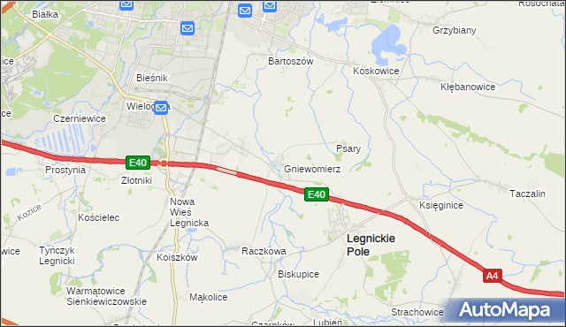 mapa Gniewomierz, Gniewomierz na mapie Targeo