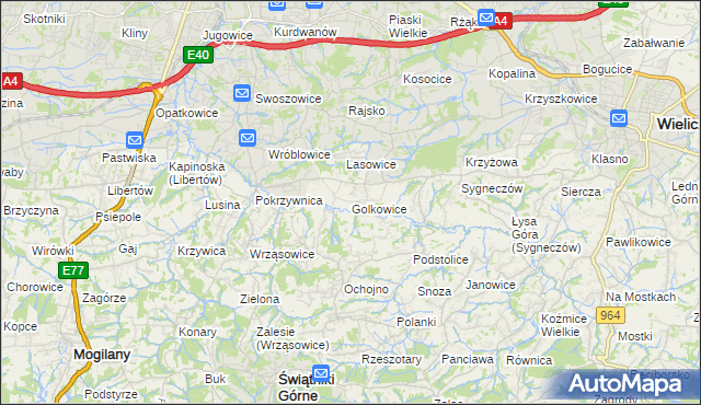 mapa Golkowice, Golkowice na mapie Targeo