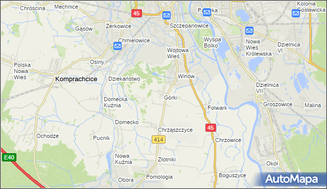 mapa Górki gmina Prószków, Górki gmina Prószków na mapie Targeo