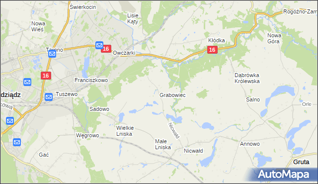 mapa Grabowiec gmina Grudziądz, Grabowiec gmina Grudziądz na mapie Targeo