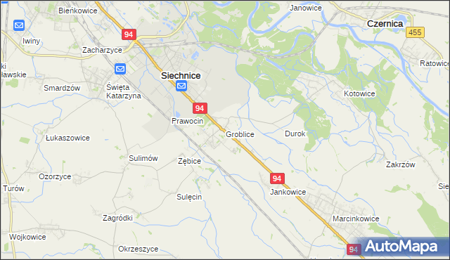 mapa Groblice, Groblice na mapie Targeo