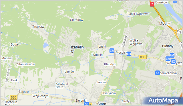 mapa Izabelin powiat warszawski zachodni, Izabelin powiat warszawski zachodni na mapie Targeo