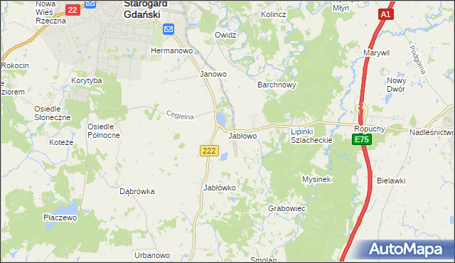 mapa Jabłowo, Jabłowo na mapie Targeo