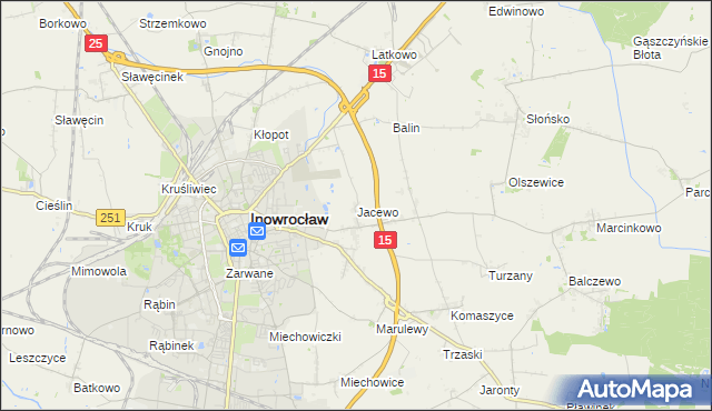 mapa Jacewo, Jacewo na mapie Targeo