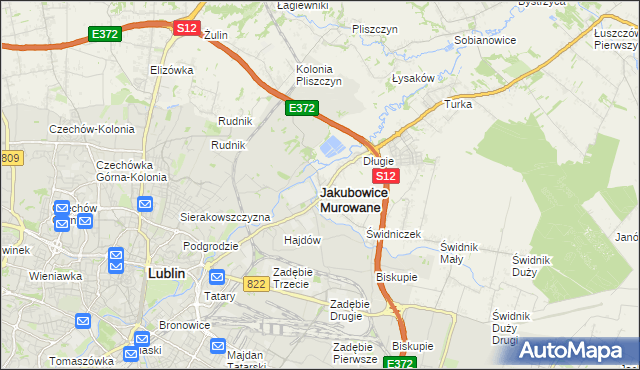 mapa Jakubowice Murowane, Jakubowice Murowane na mapie Targeo