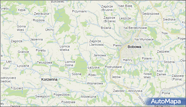 mapa Jankowa gmina Bobowa, Jankowa gmina Bobowa na mapie Targeo