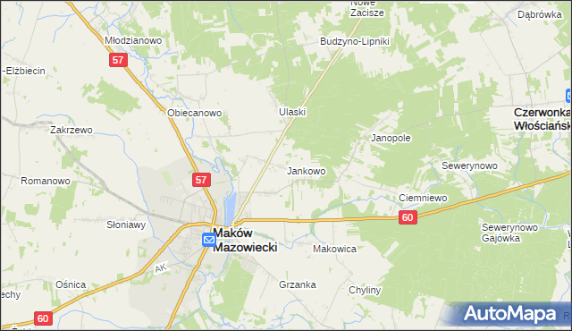 mapa Jankowo gmina Czerwonka, Jankowo gmina Czerwonka na mapie Targeo