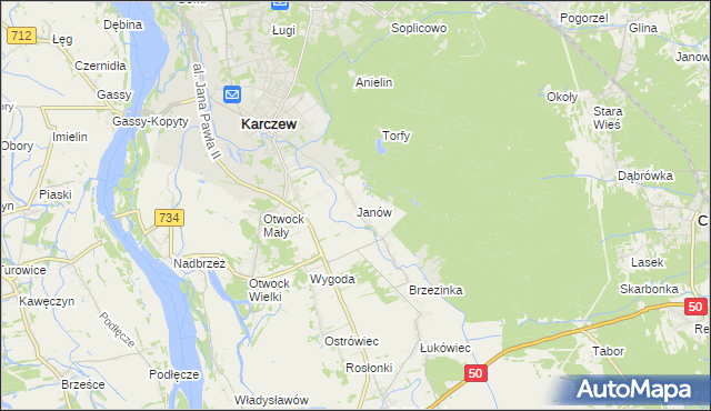 mapa Janów gmina Karczew, Janów gmina Karczew na mapie Targeo