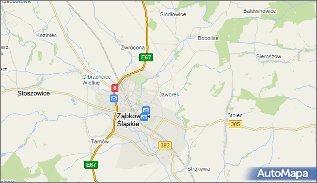 mapa Jaworek gmina Ząbkowice Śląskie, Jaworek gmina Ząbkowice Śląskie na mapie Targeo