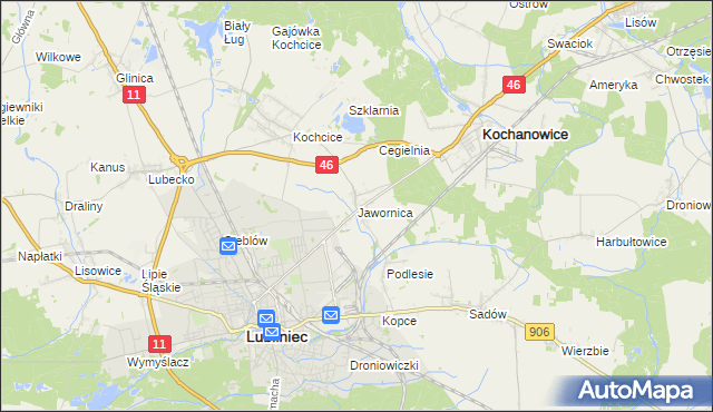 mapa Jawornica gmina Kochanowice, Jawornica gmina Kochanowice na mapie Targeo