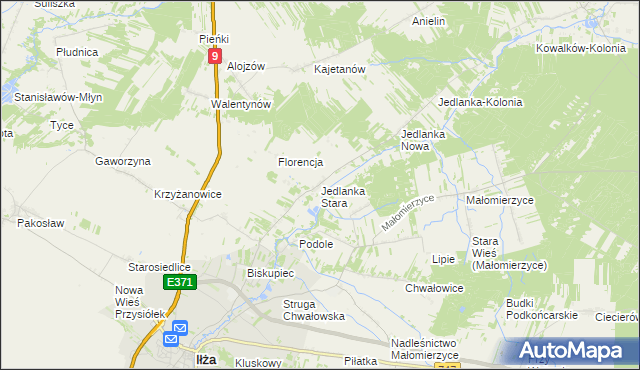 mapa Jedlanka Stara, Jedlanka Stara na mapie Targeo