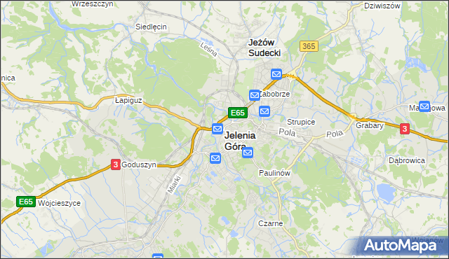 mapa Jelenia Góra, Jelenia Góra na mapie Targeo