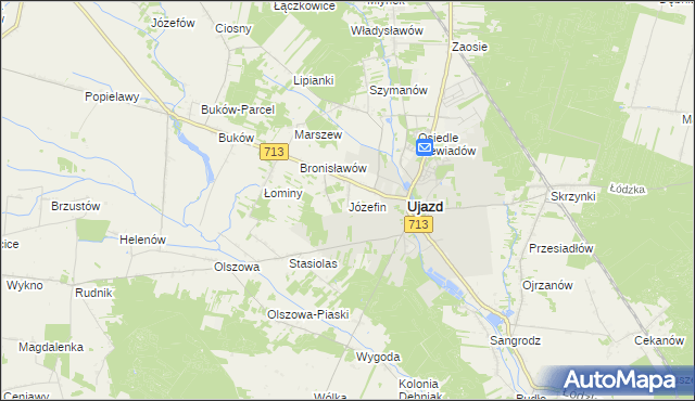 mapa Józefin gmina Ujazd, Józefin gmina Ujazd na mapie Targeo