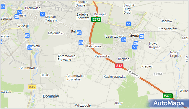 mapa Kalinówka gmina Głusk, Kalinówka gmina Głusk na mapie Targeo