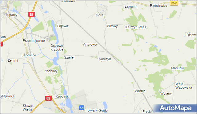 mapa Karczyn gmina Kruszwica, Karczyn gmina Kruszwica na mapie Targeo