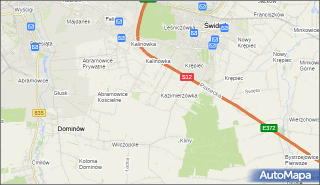 mapa Kazimierzówka gmina Głusk, Kazimierzówka gmina Głusk na mapie Targeo