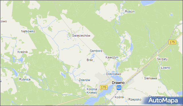 mapa Kępa gmina Drawno, Kępa gmina Drawno na mapie Targeo