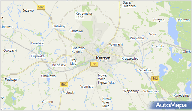 mapa Kętrzyn, Kętrzyn na mapie Targeo