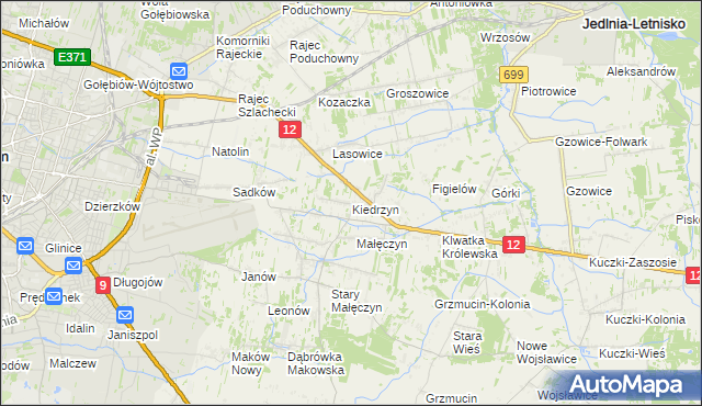 mapa Kiedrzyn gmina Gózd, Kiedrzyn gmina Gózd na mapie Targeo