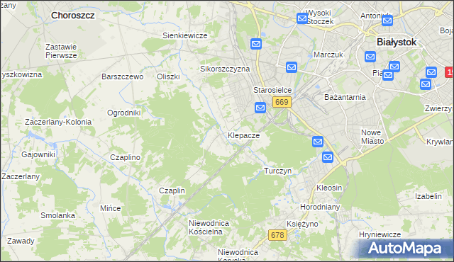 mapa Klepacze gmina Choroszcz, Klepacze gmina Choroszcz na mapie Targeo