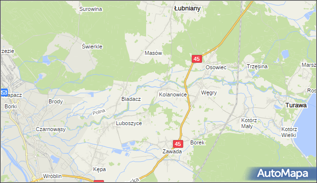 mapa Kolanowice, Kolanowice na mapie Targeo