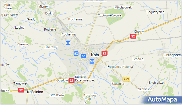 mapa Koło, Koło na mapie Targeo