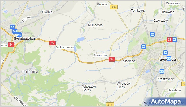mapa Komorów gmina Świdnica, Komorów gmina Świdnica na mapie Targeo