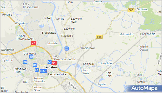 mapa Koniaczów, Koniaczów na mapie Targeo