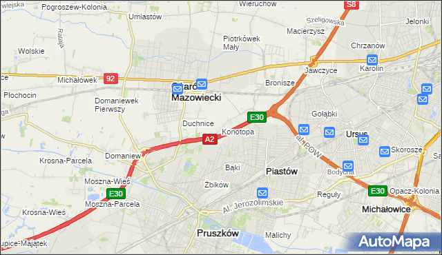 mapa Konotopa gmina Ożarów Mazowiecki, Konotopa gmina Ożarów Mazowiecki na mapie Targeo