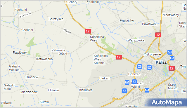 mapa Kościelna Wieś Kolonia, Kościelna Wieś Kolonia na mapie Targeo