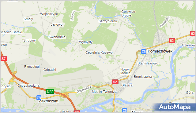 mapa Kosewo gmina Pomiechówek, Kosewo gmina Pomiechówek na mapie Targeo
