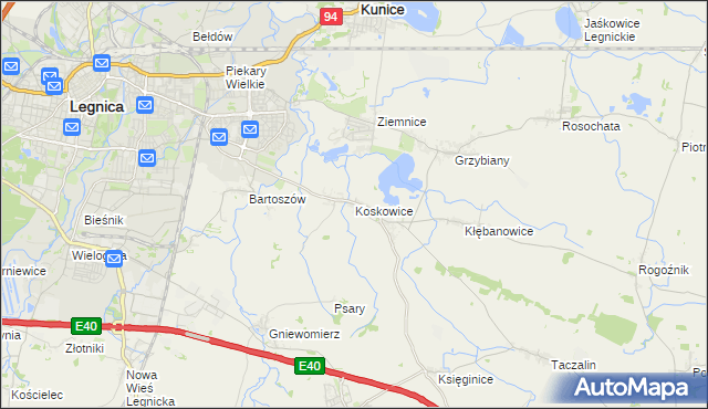 mapa Koskowice, Koskowice na mapie Targeo