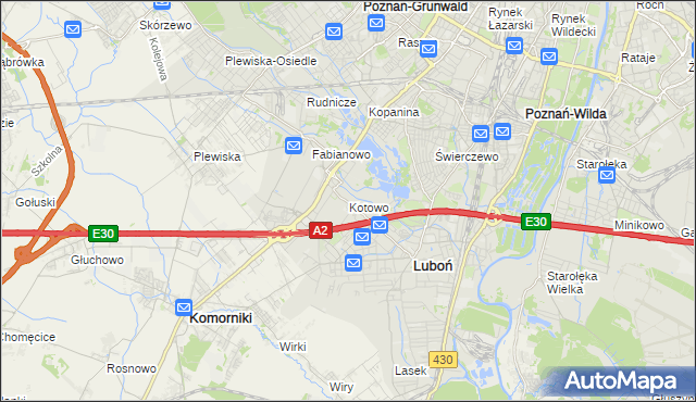 mapa Kotowo gmina Poznań, Kotowo gmina Poznań na mapie Targeo